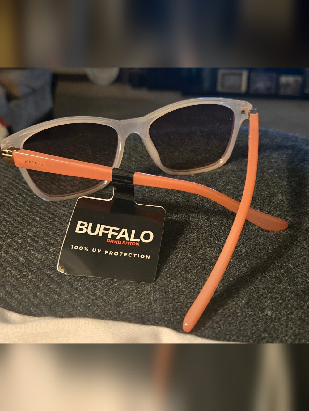 NWT Buffalo David Bitton Clear Frame Sunglasses with Coral Arms